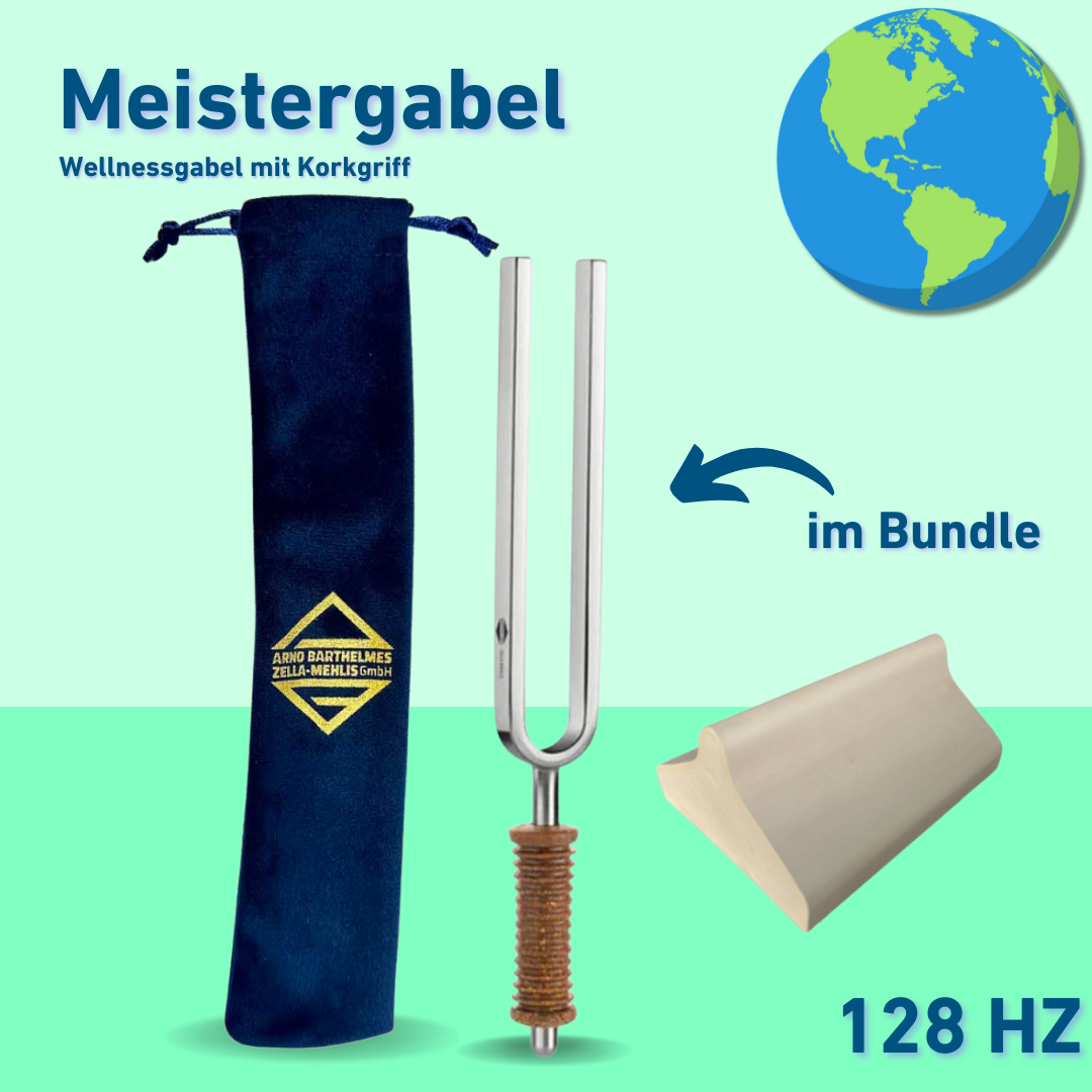 Bundle: Stimmgabel Meistergabel Wellness mit Korkgriff 128 Hz | Art.-Nr. KO 128/7-K