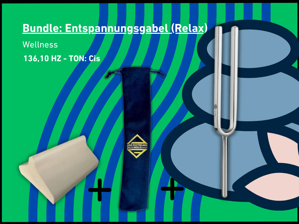 Bundle: Entspannungsgabel (Relax) Wellness 136,10 Hz | Art.-Nr. KO 136-Relax/7