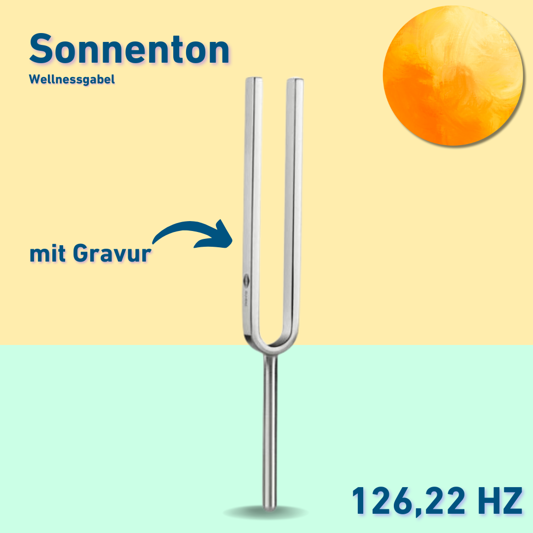 Gravur: Stimmgabel Sonnenton Wellness 126,22 Hz | Art.-Nr. KO 126/7-Gravur