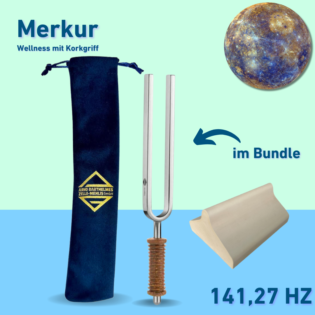 Bundle: Stimmgabel Merkur Wellness mit Korkgriff 141,27 Hz | Art.-Nr. KO 141/7