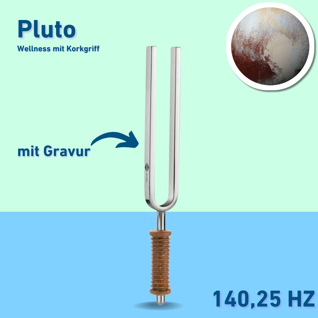 Gravur: Stimmgabel Pluto Wellness mit Korkgriff 140,25 Hz | Art.-Nr. KO 140/7-K