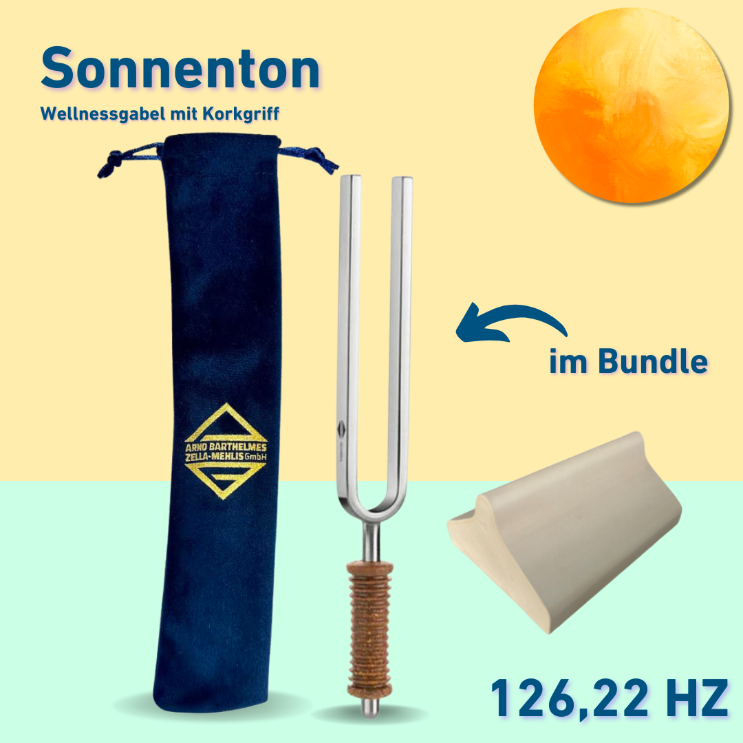 Bundle: Stimmgabel Sonnenton Wellness mit Korkgriff  126,22 Hz | Art.-Nr. KO 126/7